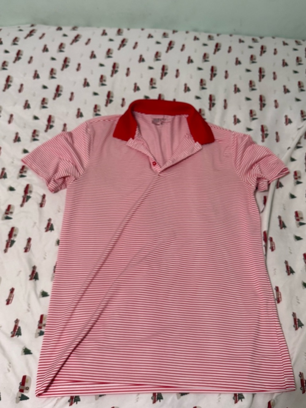Nike Red & White Striped Golf Polo